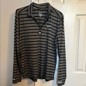 Nike Dri-FIT Black and Gray Striped Running Shirt